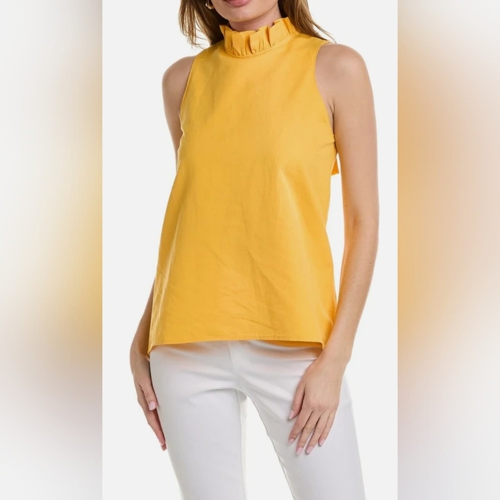 NWOT Tyler Boe Claudette Linen-Cotton Top, Mango, Size X-Large
